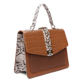 Bolsa Feminina Média Paris Croco Marrom